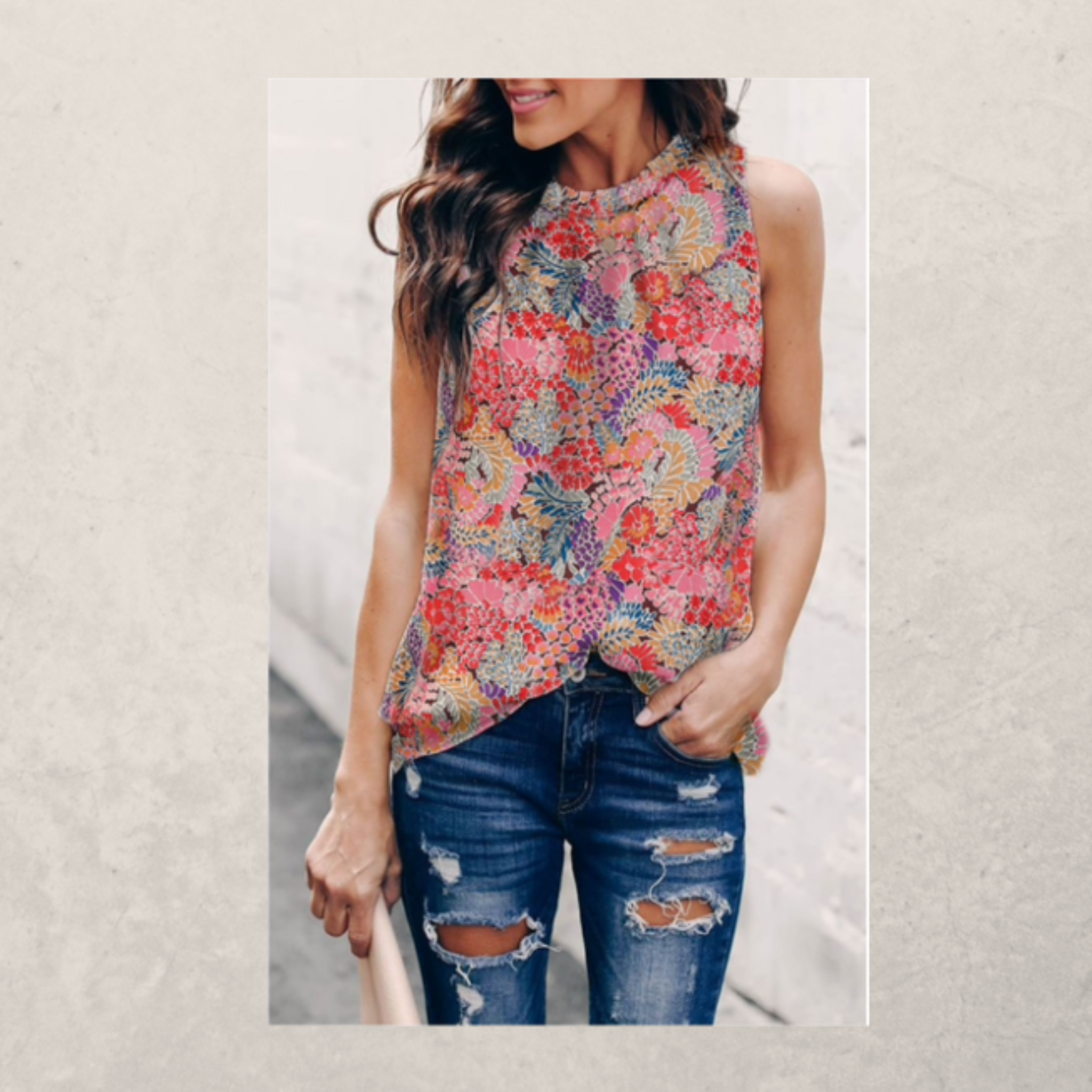 Multicolor Gorgeous Floral Print Relaxed Tank Top