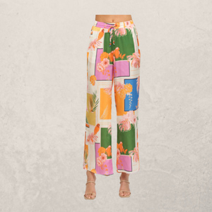 TROPICAL PRINT WIDE LEG PANTS