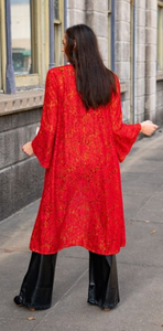 RED & MUSTARD CONTRAST LACE DUSTER TUNIC by L&B