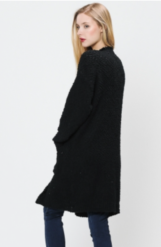 Solid Open Popcorn Cardigan Sweater by L love