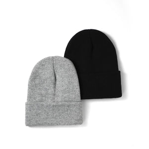 2PC Ski Hat Set- Black/Gray
